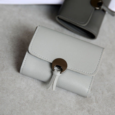 Billetera Retro Tripoble con Lengüeta Decorativa en Colores Sólidos para Mujer - Image 2