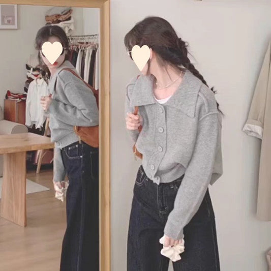 Cardigan de Cuello Solapa - Suéter Elegante Minimalista