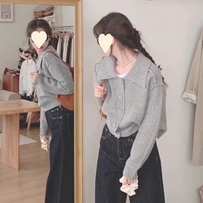 Cardigan de Cuello Solapa - Suéter Elegante Minimalista