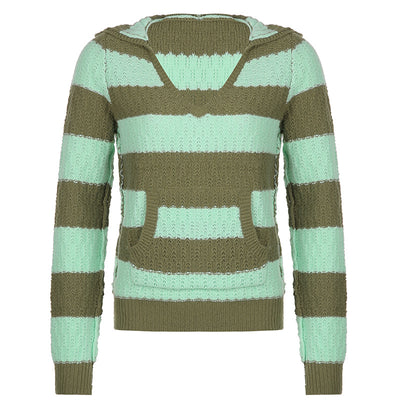 Sudadera con Capucha Kawaii a Rayas - Jumper Vintage Preppy - Image 10
