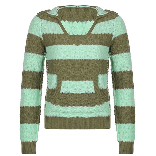 Sudadera con Capucha Kawaii a Rayas - Jumper Vintage Preppy - Image 10