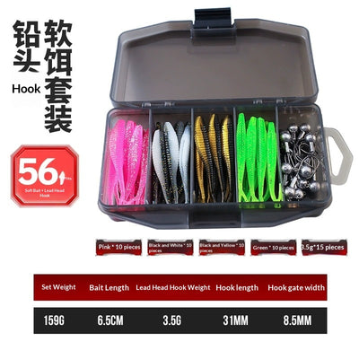 Kit de Carnadas Artificiales Soft Bait con 66 Gusanos de Cola Ahorquillada - Image 15
