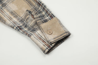 Camisa Cuadros Estilo Retro Americano con Estampado Vintage - Image 21