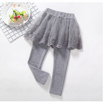 Leggins Infantiles con Falda de Encaje Algodón para Niñas - Image 3