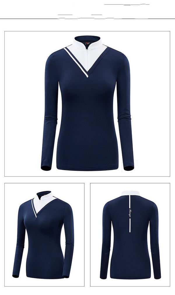 Playera Golf Mujer Cuello Alto Manga Larga Protección Solar Versión Coreana - Image 9