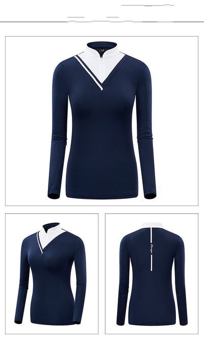 Playera Golf Mujer Cuello Alto Manga Larga Protección Solar Versión Coreana - Image 9