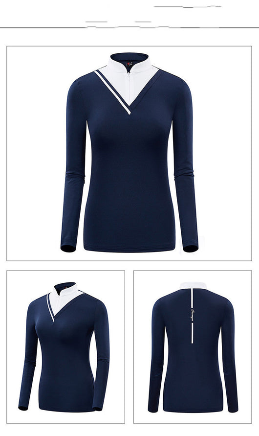 Playera Golf Mujer Cuello Alto Manga Larga Protección Solar Versión Coreana - Image 9