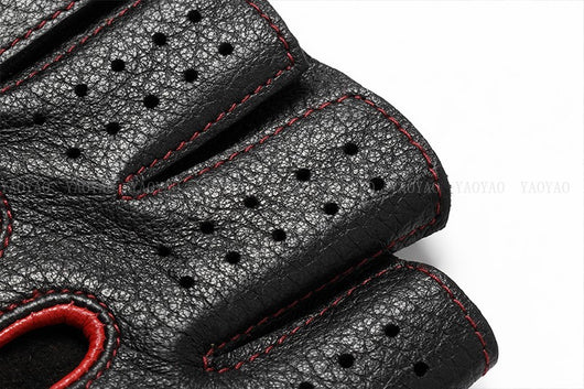 Guantes de Cuero Mitad Dedo para Motociclismo y Actividades al Aire Libre - Image 44