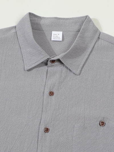 Camisa Cardigan Lino Hombre Fit Relajado Color Sólido - Image 23