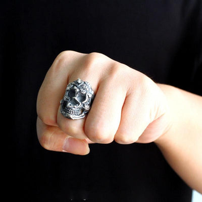 Anillo de Calavera y Belleza en Plata 925 Estilo Rock Hip Hop Punk - Image 9