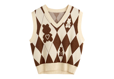 Chaleco Tejido Mujer Escote V Vestido Suéter Rombo Ajustado - Image 17