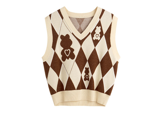 Chaleco Tejido Mujer Escote V Vestido Suéter Rombo Ajustado - Image 17