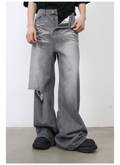 Jeans Rectos Holgados Rotos Estilo Retro Americano para Hombre - Image 15
