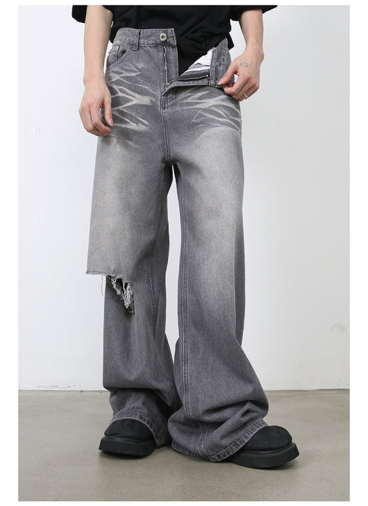 Jeans Rectos Holgados Rotos Estilo Retro Americano para Hombre - Image 15