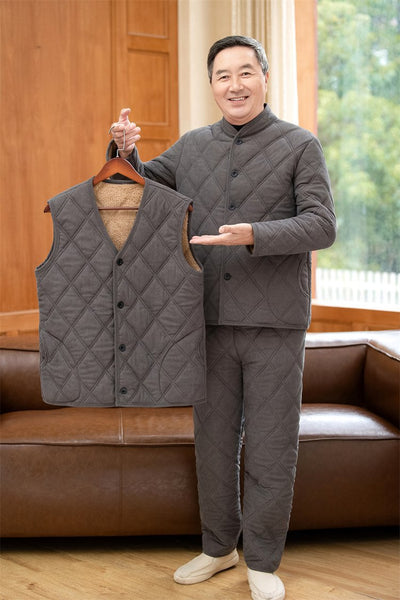 Conjunto de Abrigo y Pantalón Acolchado de Algodón para Papá Invierno - Image 4