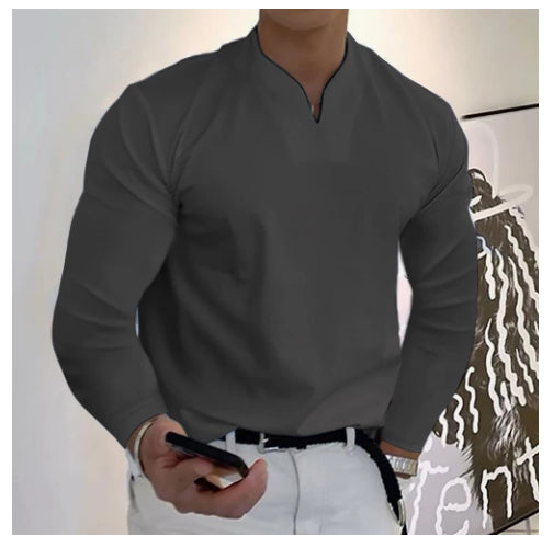Camiseta Manga Larga Cuello V Transpirable para Hombre - Image 25