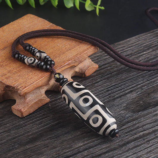Collar Pulsera Dzi de Nueve Ojos en Ágata - Cadena Étnica Unisex - Image 10