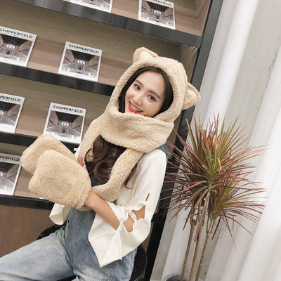 Gorro y Bufanda Cálidos con Orejas de Gato - Conjunto Coreano para Invierno - Image 11
