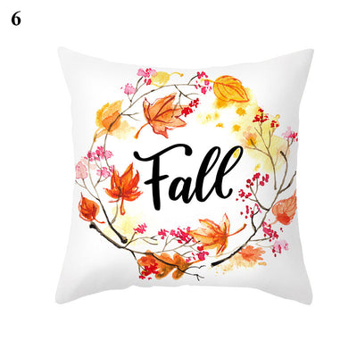 Funda de Almohada Estampado Arce y Calabaza Thanksgiving con Tela Melocotón - Image 4