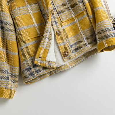 Chaqueta Tweed y Terciopelo a Cuadros para Mujer - Elegancia Sofisticada - Image 4