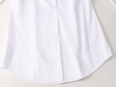 Blusa Clásica Blanca Suelta de Algodón Peinado - Image 15