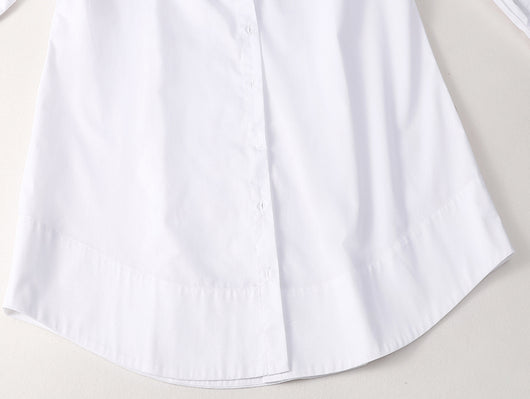 Blusa Clásica Blanca Suelta de Algodón Peinado - Image 15
