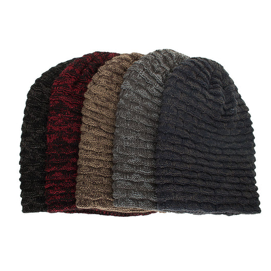 Gorro de Lana Tejido Fleece a Rayas Horizontales Multicolor para Otoño e Invierno