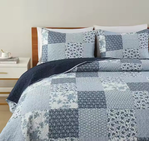 Juego de Cama de Algodón Puro Lavable Tres Piezas con Acabado Suave