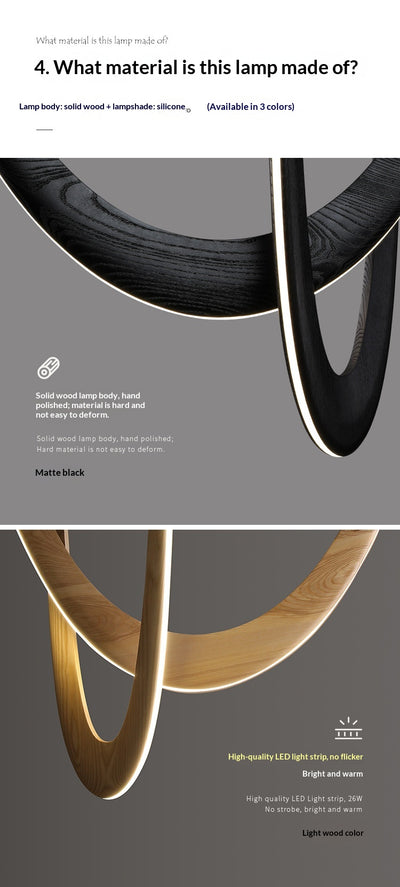 Lámpara de Techo Minimalista Moderna en Forma de U - Madera Maciza para Sala y Comedor - Image 12