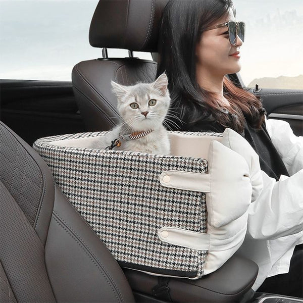 Cama Elevada para Mascotas con Soporte en Consola Central del Auto