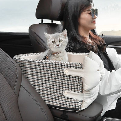 Cama Elevada para Mascotas con Soporte en Consola Central del Auto