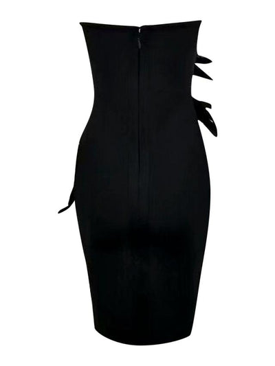 Vestido Bandage Ajustado con Costura de Plumas - Tubo Escotado Elegante - Image 7
