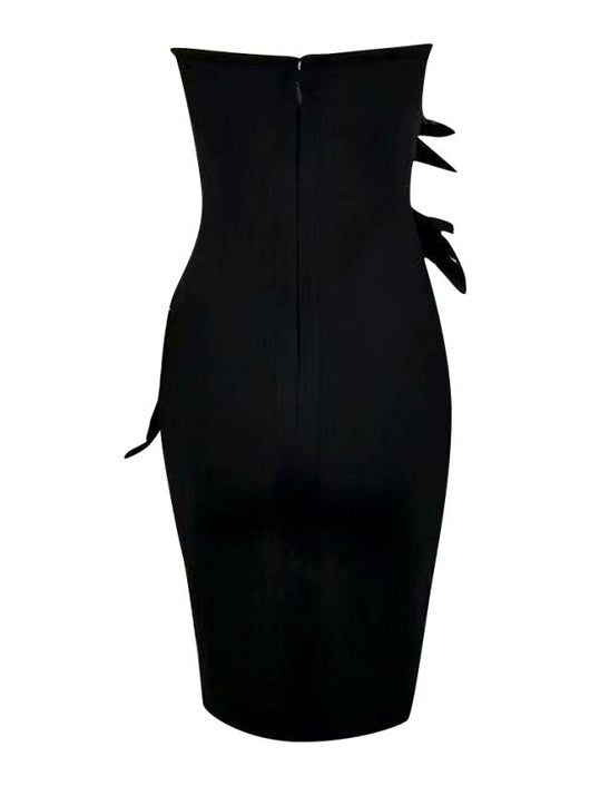 Vestido Bandage Ajustado con Costura de Plumas - Tubo Escotado Elegante - Image 7