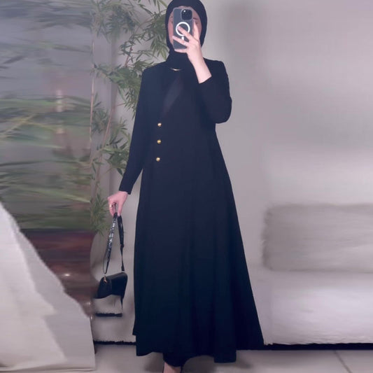 Gabardina Larga Clásica de Botón Único para Mujer - Image 2