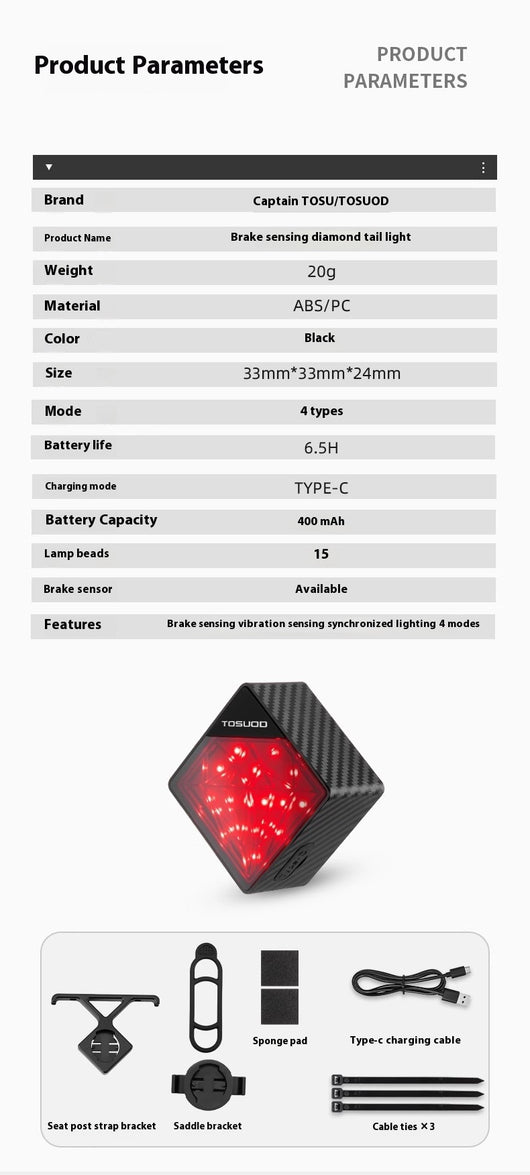 Luz Trasera Inteligente para Bicicleta de Montaña con Sensor de Frenado - Image 9