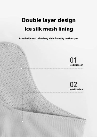 Light pink ice silk sun protection mask with ear loops and neck coverage, featuring small ventilation holes. - Image 64