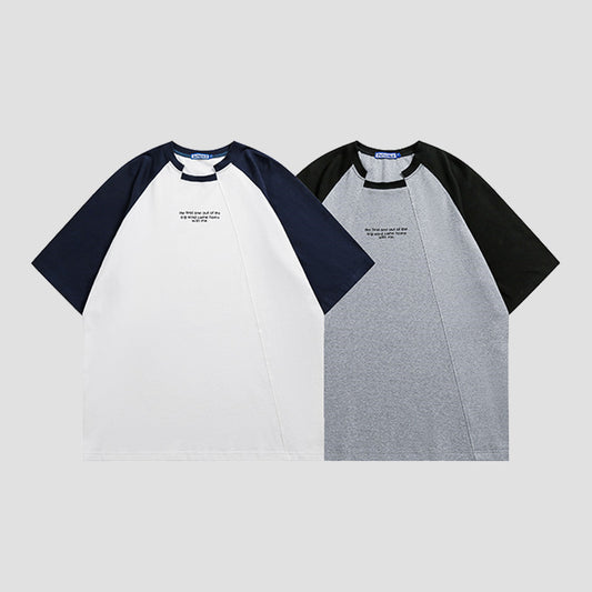 Playera Casual de Manga Corta con Combinación de Colores de Tendencia para Hombre y Mujer