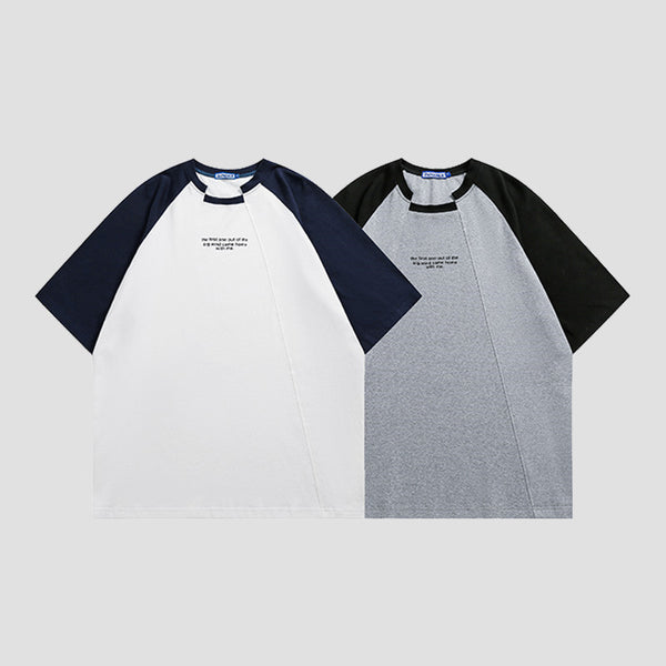 Playera Casual de Manga Corta con Combinación de Colores de Tendencia para Hombre y Mujer