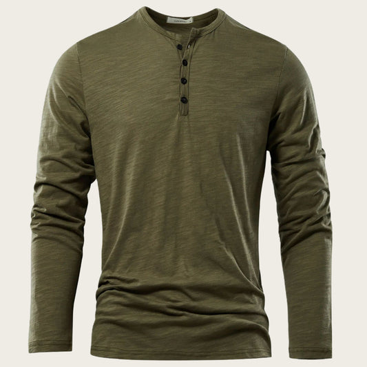 Camisa Casual de Algodón Manga Larga para Hombre