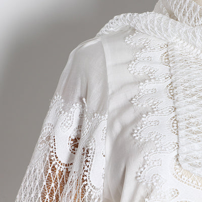 Camisa de Cuello Alto con Bordado Hueco - Estilo Profesional Reforzado - Image 9