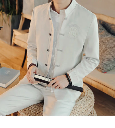 Traje Chino Tradicional Bordado Slim Fit con Cuello Mao - Image 20