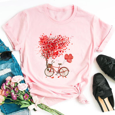 Playera Gráfica de Ciclismo Estilo Europeo para Mujer