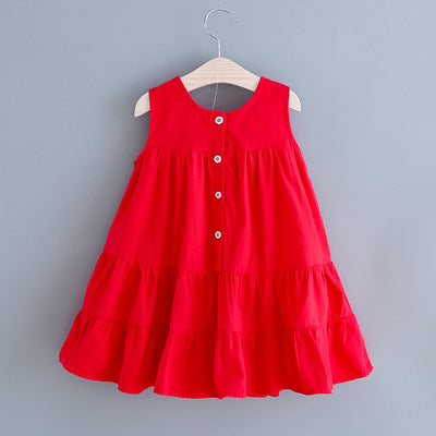 Vestido Infantil Sin Mangas Cuello Redondo - Colores Sólidos Verano - Image 14