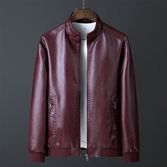 Chaqueta de Cuero con Cuello Alto para Primavera y Otoño