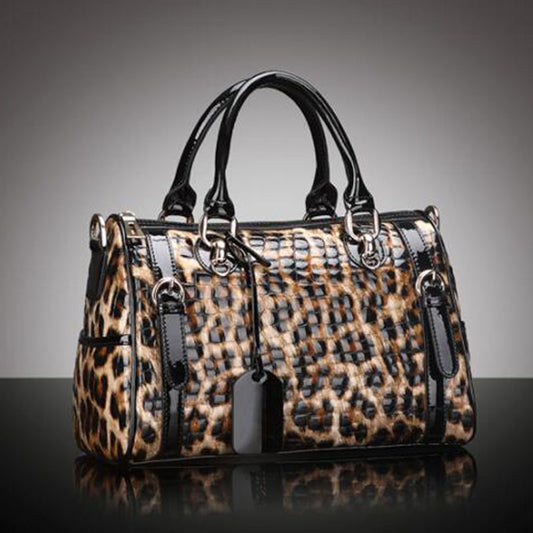 Bolso de Cuero Estampado Leopardo - Capacidad Grande, Versátil y Elegante - Image 2