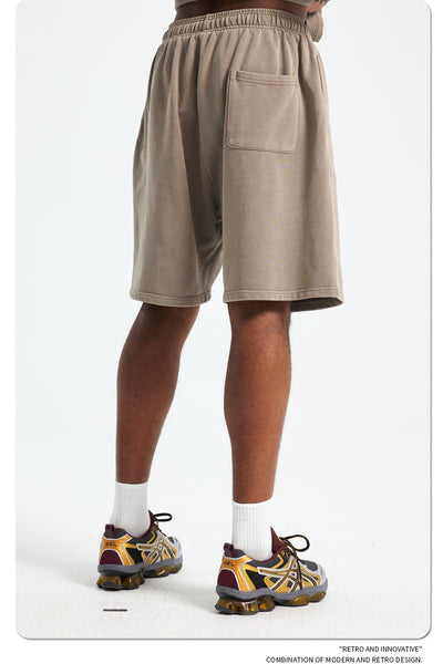 Shorts Deportivos de Algodón Puro Teñidos con Patrón Vintage Lavado - Image 52