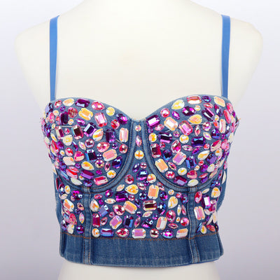 Chaleco Denim Corto Multicolor con Envolvente de Pecho - Image 9