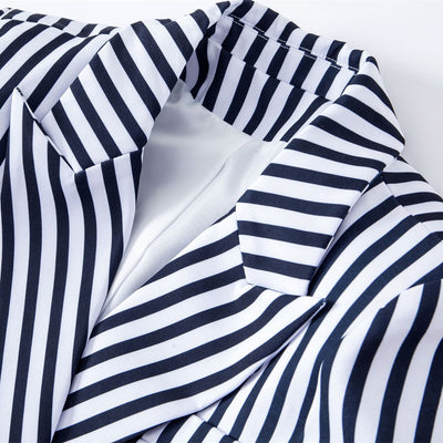 Blazer Entallado de Doble Botonadura con Rayas Vintage - Image 15