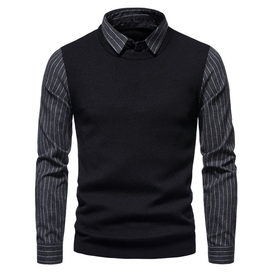 Suéter Tipo Camisa con Solapa - Abrigo Tejido Doble Textura para Hombre Otoño Invierno - Image 9
