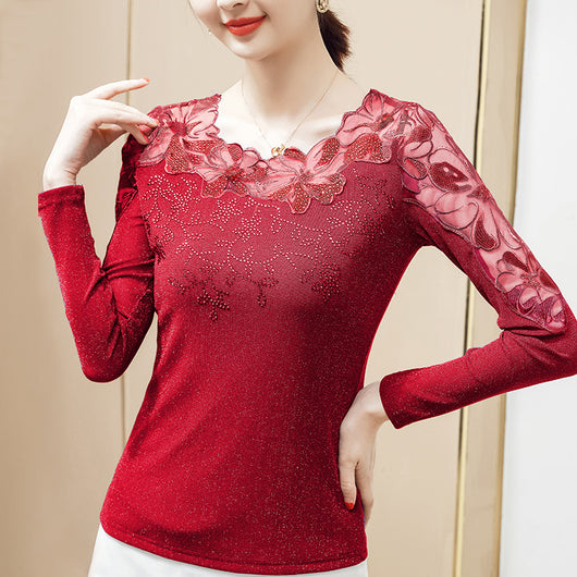 Blusa Occidental de Diamantes Manga Larga para Dama - Image 2